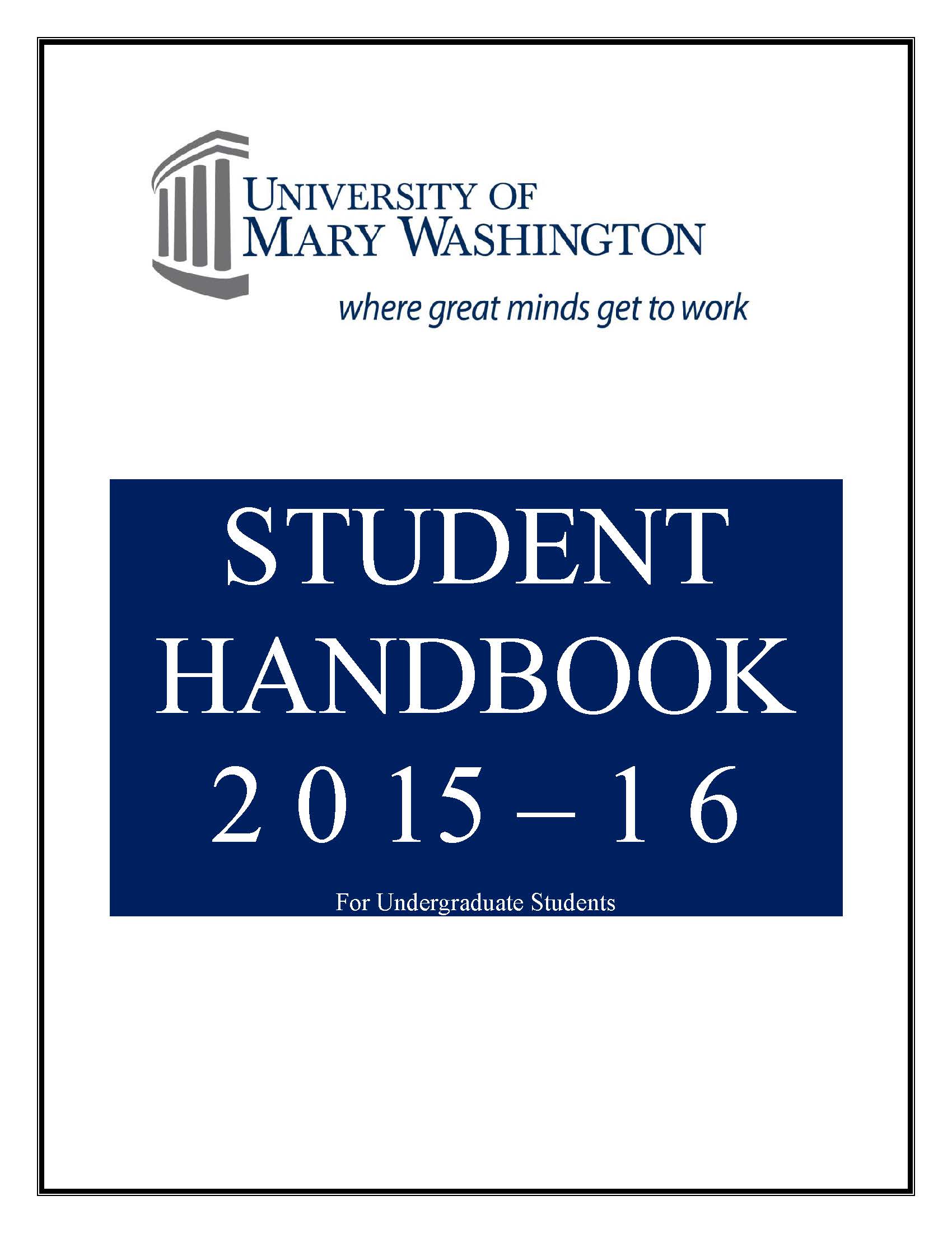 Student Handbook Cover 201516 UMW Publications